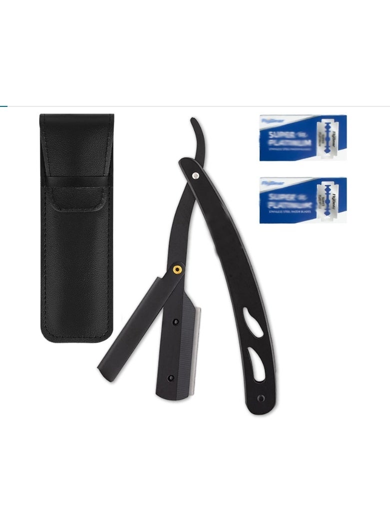 OASIS-TH Straight Razor for Men - Premium Single Derby Blade Cutthroat Razor 20 Replaceable Stainless Steel Blades - Barber Straight Edge Razor Kit Includes 1 Leather Organizer - Image 1